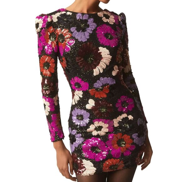 Dress The Population Hazel Floral Sequin Bodycon Dress S - Picture 4 of 12
